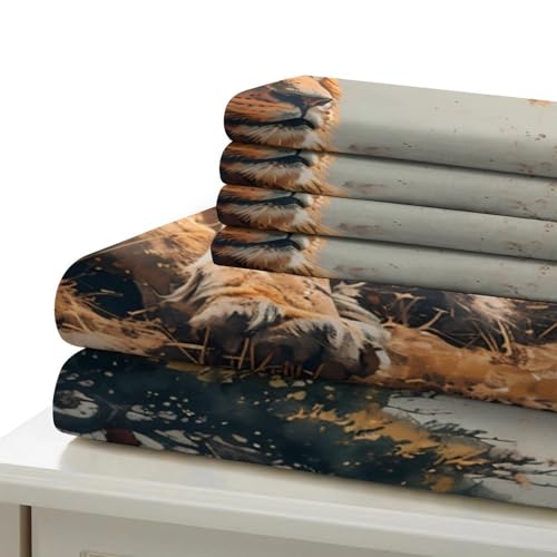 Housse de couette lion 3D effet super doux lit simple