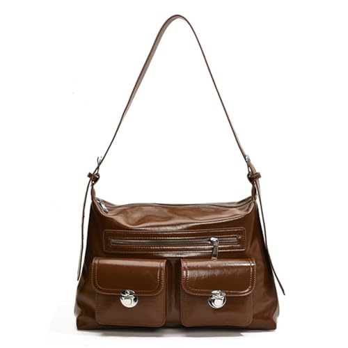 Sac à bandoulière rétro femme en cuir PU avec poches zippées