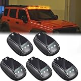 Jytrew Solar Waterproof Cab Roof Lights, Five in a Set, Wireless No Drill Solar and USB Powered LED Lights with Remote Control, Universal Vibration 8 Color Roof Marker Light for Truck SUV RVs