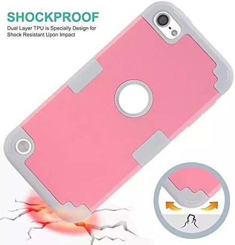 Miniatura 4 de Funda para iPod Touch 765 - PC duro de doble capa + silicona a prueba de golpes resistente de alto impacto (rosa + gris claro)