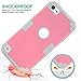 iPod Touch 7/6/5 Case - Dual Layered Hard PC + Silicone Shockproof Heavy Duty High Impact Armor Hard Cover (Pink+LightGray)