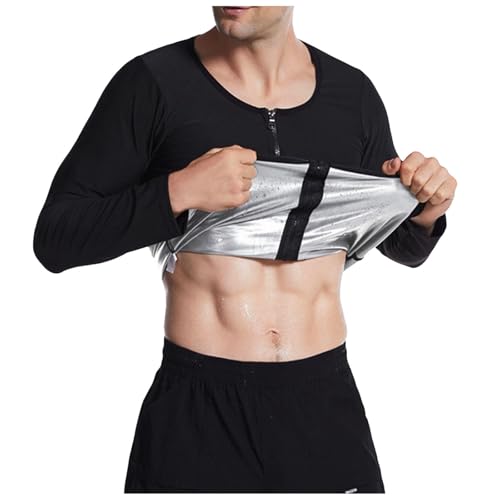 サウナシャツ メンズ 長袖 サウナスーツ 発汗シャツ 防臭 着圧 インナー 大きいサイズ 洗える 接触冷感 コルセット 快適 軽量 吸汗速乾 ヒートシャツ ランニング ダイエット 減量用 男性用 脂肪燃焼 スポーツ フィットネス(4XL,B-シルバー)