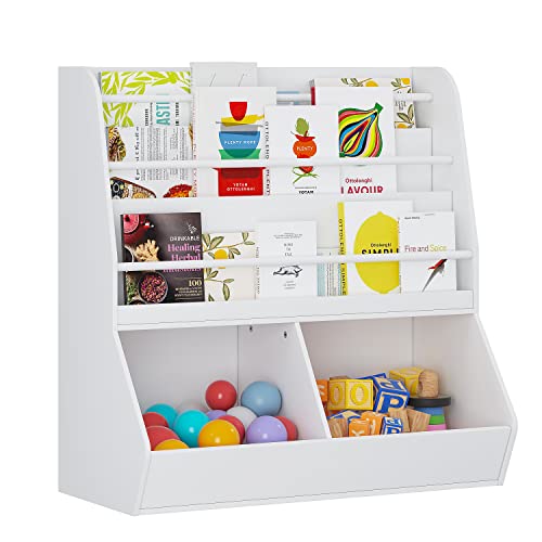 Image of UTEX Kids Bookshelf and Toy Storage Cabinet, Bookcase Organizer and Cubby, Bookshelf Display Stand, Book Rack for Kids Room, Classroom, Nursery, White
