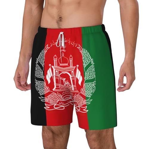 Flag of Afghanistan Breathable Fit Trends Men's Swim Trunks Board Short with Waist Elastic Band Swimming Trunks2
