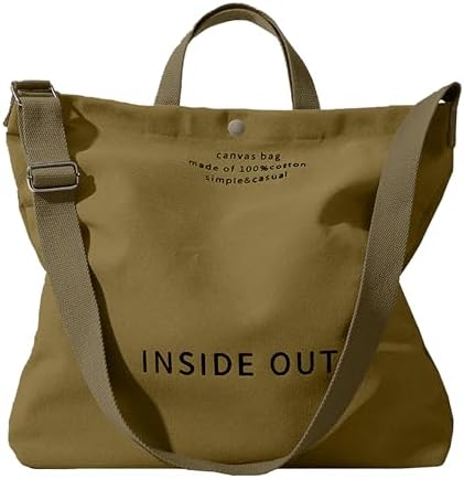 Canvas Tote Bag For Women inside out bag Crossbody Handbag with Adjustable Strap and Coin Purse for Work,Travel,Grocery