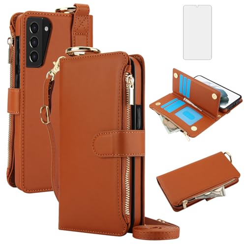 Coque Samsung S21 5G Asuwish avec fermeture éclair et protège-écran