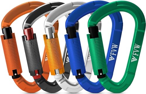 Kletterausrüstung Karabiner Klettern,5 Stück UIAA-Zertifiziert 25KN Auto Locking Kletterkarabiner...
