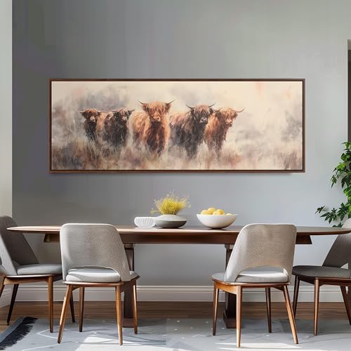 Tableau de vache aquarelle pour habiller un grand mur vide de salon avec élégance