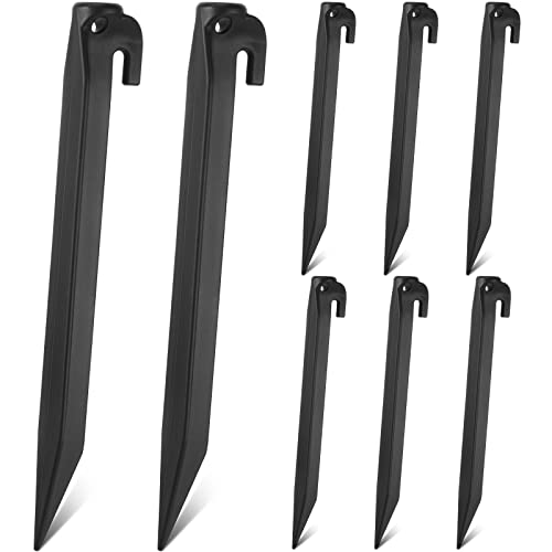 Yalikop 8 Pieces 9 Inch Plastic Inflatable Stakes Tent Stakes Replacement Yard Inflatable Accessories for Camping Tent Pegs Garden Home Decorations (Black)