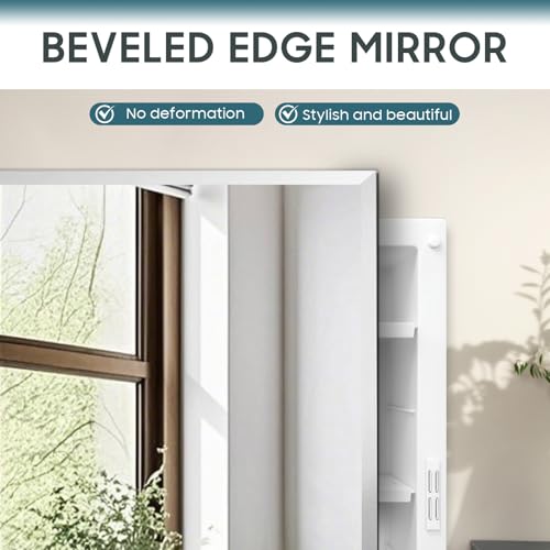 Image of 16x22 Plastic Medicine Cabinet with Mirror, Recessed or Surface Mount