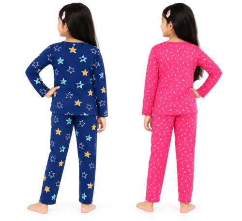 Image of NammaBaby Girl's Cotton Graphic Print Night Suit and Payjama Set - Multipack