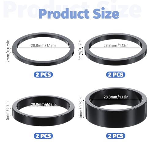 8 Stück Fahrrad Vorbau Spacer Ahead Spacer 1 1/8 Zoll Fahrrad Lenker Space Aluminium Fahrradlenker Abstandshalter Bike Headset Spacers Lenkererhöhung Distanzscheiben für MTB Rennrad-2mm/3mm/5mm/10mm