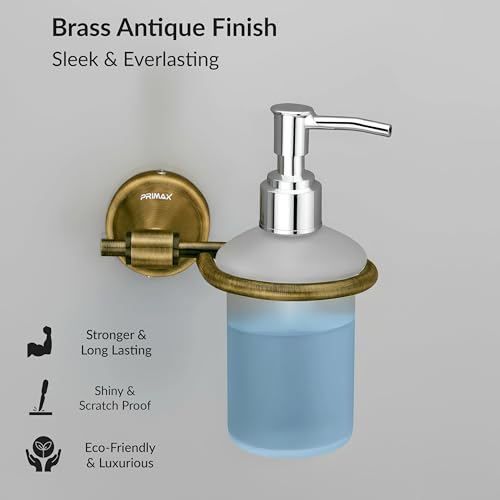 Image of Plantex (Primax) 304 Grade Stainless Steel Liquid Soap Dispenser for Bathroom /Shampoo Dispenser /Hand Wash Dispenser /Bathroom Accessories-Pack of 1 (Brass Antique)