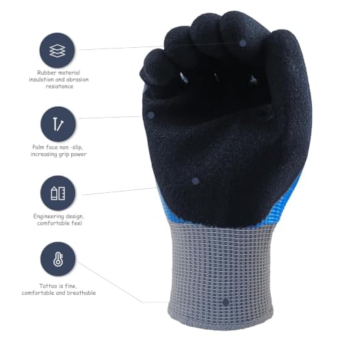 Image of DongChu 2 Pairs Insulated Electrician Gloves 1000V Voltage Resistant Flame Retardant Work Gloves, Electrical Rubber Non-slip Texture Design for Electricians Prevent Shock