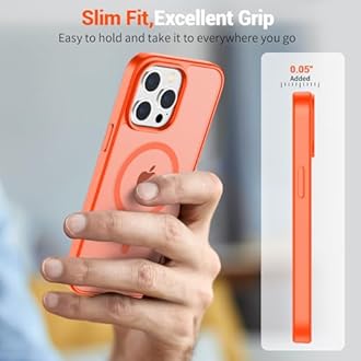 SUPFINE Magnetic for iPhone 15 Pro Case (Compatible with MagSafe) (Military Grade Drop Protection) Slim Translucent Matte Shockproof with Anti-Fingerprint Phone Case,Orange