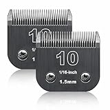 Ersatzklinge für die Hundepflege, kompatibel mit der Serie Heiniger/Moser Max45/Andis/Oster A5/Wahl 10 km Serie, Haarschneider für Hunde, Größe 10 1/16 Zoll (1,5 mm), Schnittlänge, 2 Stück, Schwarz