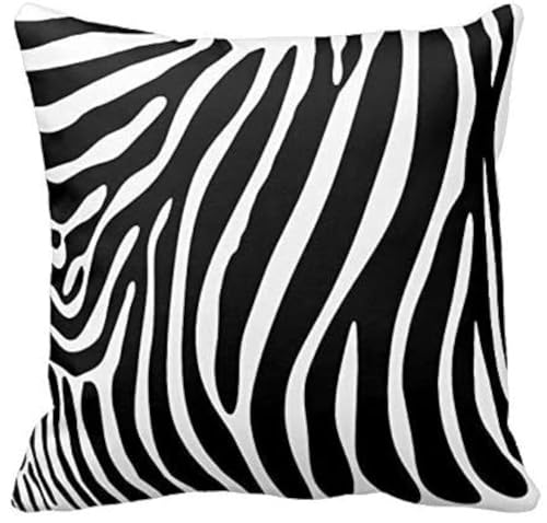 Black and White Zebra Print Stripes Animal Print Throw Pillow Case Decor Cushion Cover 18x18 Inch Square Two Sides