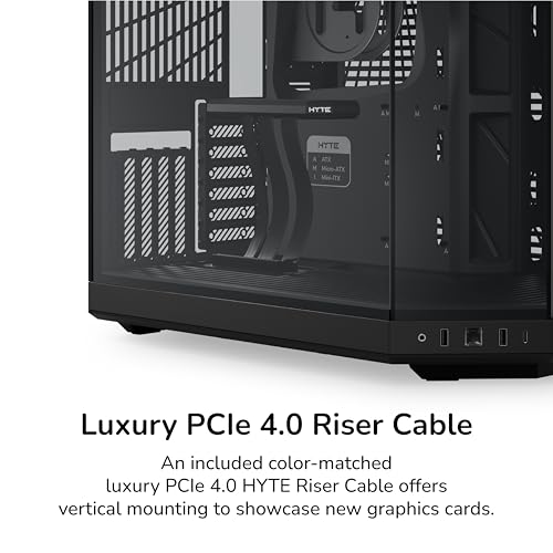 Image of Hyte Y70 Modern Aesthetic Gaming PC Case - Panoramic Glass | High-Airflow Design | Cable Management | Dual Chamber ATX Mid-Tower Chassis | 10 Fan Capacity | Luxury PCIe 4.0 Riser Cable - Pitch Black