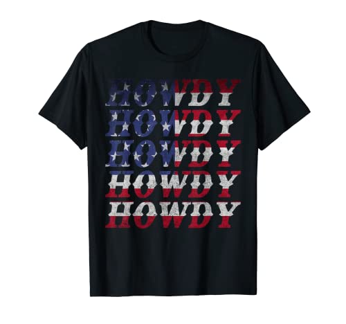 Vintage American Flag Howdy Rodeo País Southern Cowgirl Camiseta
