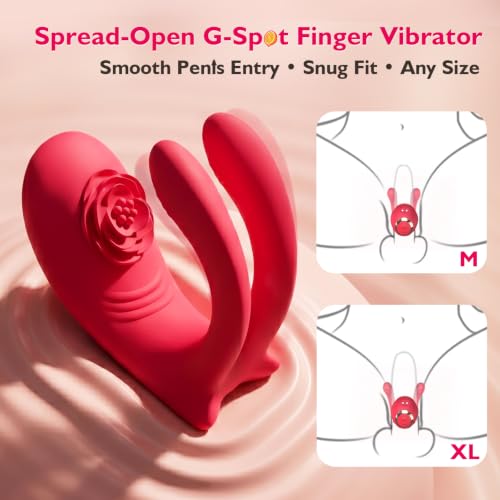 Image of Rose Sex Toy Wearable Panty Vibrator, Vibrating Strap On Double Dildo, APP Remote Control Women Couples Mini Vibrator, Hands Free Clit Finger G Spot Penis Vibrator, BDSM Female Adult Sex Toys Games