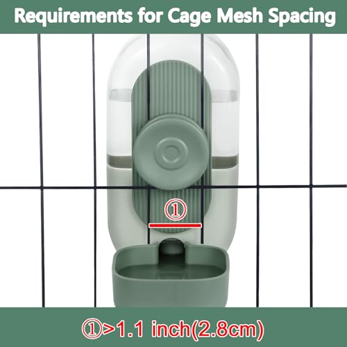28oz Hanging Automatic Water Dispenser,Rabbit Water Bottle,Bunny Guinea Pig Ferret Water Bowl for Cage,Suitable for Small Animal Puppies(Cage Grid Spacing Over 1.2'') (Green) - Image 4