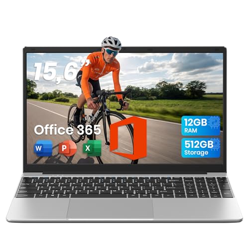 jumper Laptop 15,6 Zoll FHD Display, 12GB RAM 512GB SSD TF Erweitern 512GB, Office 365, 5205U Prozessor, Leichte Business und Studenten Notebook, 2 Stereo-Lautsprecher/Typ-C/USB 3.0/Zehnertastatur