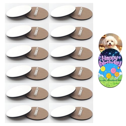 12Pcs Sublimation Buttons Blanks with Pins Heat Transfer Craft for Making Sublimation Ornament Blanks and Collectible Products(2.6inch, Round)
