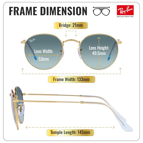 Image of Ray-Ban RB3447 ROUND METAL Round Shaped Sunglasses for Men with Official RAYBAN Eyewear Kit