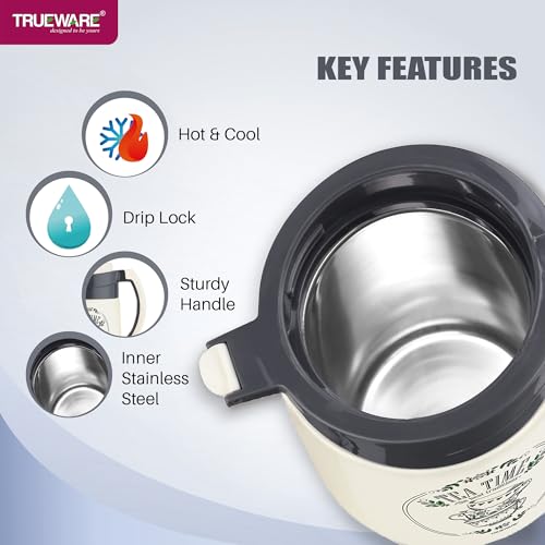 Image of Trueware Aqua Jug Insulated Flask -1500 Ml | Insulated Tea Pot Kettle Inner Steel Outer Plastic | Hot & Cold | Food Grade Plastic | Lightweight BPA-Free | Wide Mouth Design | Ideal for Office, Travel