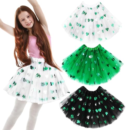 Falda tutú verde para desfile de San Patricio disfraz ligero Mumufy de 3 piezas
