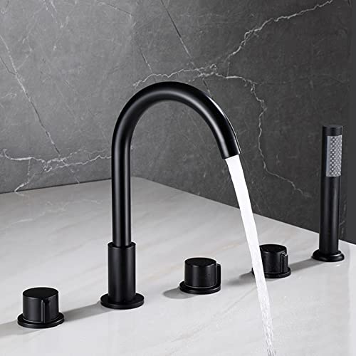 CPYGMXI Bathtub Faucets Bath 5 Units Bath Mixer Taps with Shower Deck Mount Bathtub Faucet Gooseneck Tub Tap for Bathroom Chrome
