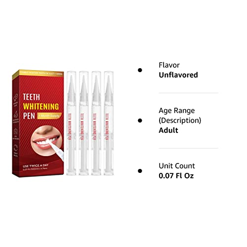 Teeth Whitening Pen 4-Pack, Brighten Your Smile In Just 1 Week With Tooth Whitening Pens – Fast, Gentle, Enamel Safe 35% Carbamide Peroxide Whitening Gel For White Teeth In Mess Free Applicator Pens #TOP6