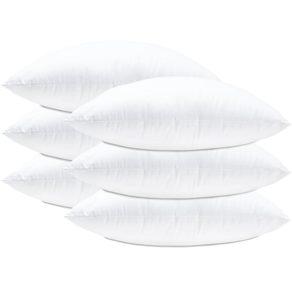 Lancashire Bedding Pack Of 6 Polycotton Cushion Pads – Bounce Back Hollowfibre Cushion Inserts – Hypoallergenic, Soft & Supportive – Made In Britain Bed Pillow, 55 Cm X 55 Cm (22" X 22")