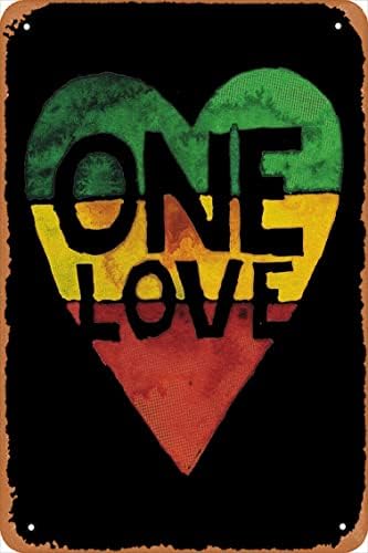 Yzixulet One Love Music Rasta Reggae Heart Peace Roots Poster Retro Metal Tin Vintage Sign 12 X 8 Inch Home Bar Man Cave Wall Decor