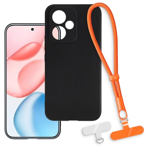 OAGELIM 2-in-1�ی�P�[�X�ƃ��X�g�X�g���b�v Huawei Honor 400 Pro 5G China �Ƃ̌݊������� ���O���\�ȃ��j���[�h�t���d�b�J�o�[�A����~�ߕ����h�~�O���b�v�n���h�� (�u���b�N + �I�����W)