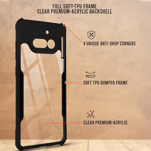 Image of Jkobi Hybrid Back Cover Case for Nothing Phone 4A 5G (Shockproof with Polycarbonate Clear Panel | Professional Black)