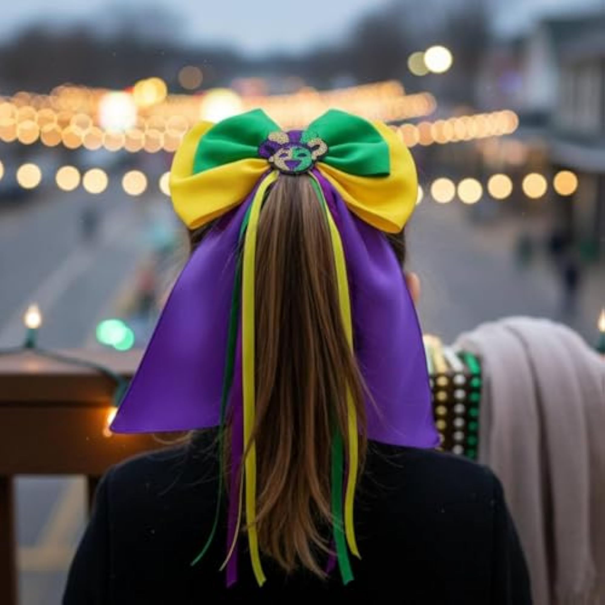 Violet Green Yellow Colors Feather Bow Hair Clip