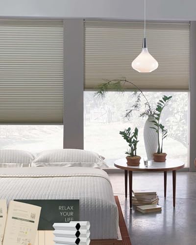 Yoolax Motorized Cellular Shades Compatible with Alexa, Blackout Motorized Blinds Smart Honeycomb Shades for Windows, Automatic Blinds with Remote, Fabric Sample (Multicolor)