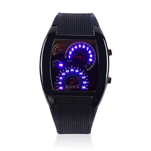 Morninganswer Schmuck Uhren Accessoires Herren Sport RPM Turbo Blue Flash LED Cover