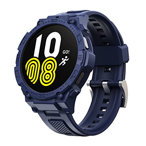 GELISHI Compatible with Galaxy Watch 4 Band with Case 44mm Men Women, Rugged Protective Band Quick Release Sport Wristband for Galaxy Watch 4 44mm, Navy