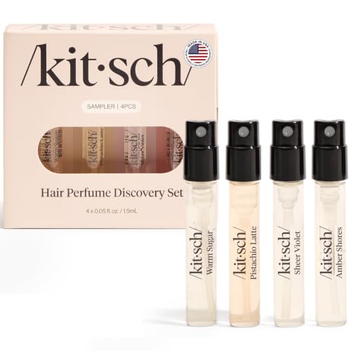 Image of Kitsch Hair Perfume For Women (Discovery Set) - Pistachio Latte, Warm Sugar, Sheer Violet & Amber Shores - Patented Odor-Eliminating Technology, Hair Spray and Body Mist - 4 x 1.5mL