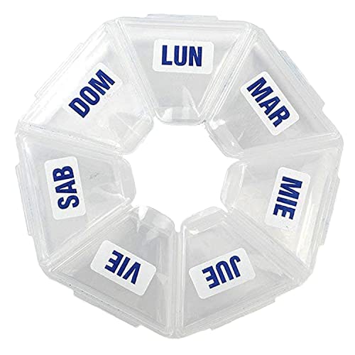 d4udrall4you Pastillero pequeño semanal en español. Pastillero semanal 1 Toma. Organizador Pastillas semanal de Bolsillo. Caja para medicamentos portátil Cover