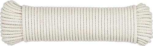 SteadMax 100 ft Natural Cotton Rope, Clothesline Cord, 1/4 inch General Purpose Rope Utility Cord, Ideal for Sports, Outdoors, Tents, Hammocks, Halters, Harnesses, Awnings (1 Pack)