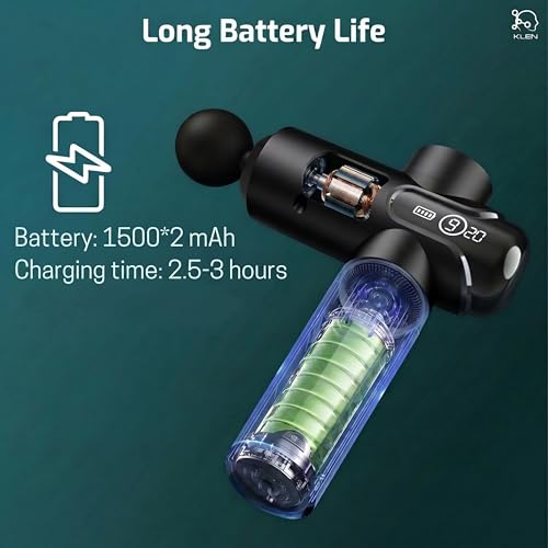 Image of KLEN Rechargeable Massage gun for pain relief Handheld portable Body Massager For Back, Legs & Shoulders Includes Vibrating heads -Muscle Relaxion Home or gym use
