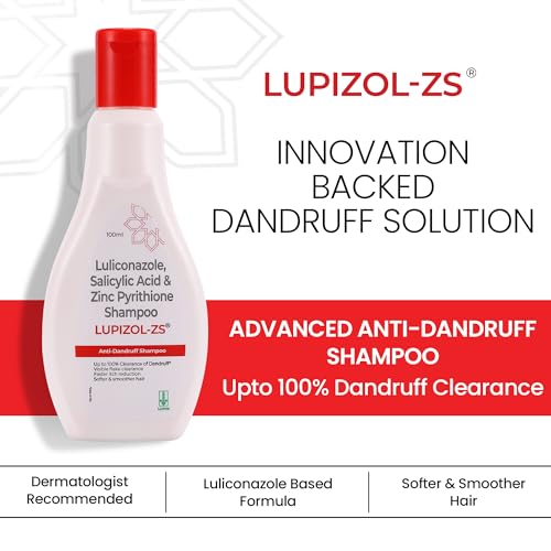 Image of LUPIZOL-ZS Anti Dandruff Shampoo, Reduces Dandruff Upto 100% and Scalp Irritation, Strengthens and Softens Hair, With Luliconazole, Dermatologically Tested, All Hair Types, For Men and Women, 100ml.