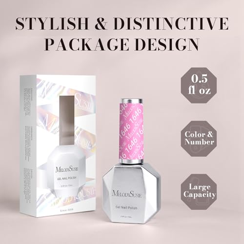 Image of MelodySusie Light Pink Gel Nail Polish,0.5fl oz Nails Soak Off UV LED Bright Pink Gel Polish Gift for Women Nail Art Manicure Salon DIY Nail Design Decoration at Home-1646