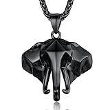 Men's Black Elephant Necklace, Lucky Africa Animals Jewelry For Women Lucky Protection Jewelry