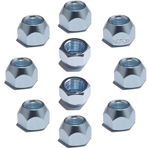 LUXTRKSTO 10pcs Trailer Lug Nuts 1/2 x20 Galvanized 509 Tire Lugs Wheel Nuts 50-53911 Open End Acorn Lug Nuts for Tire and Wheel 1/2-20