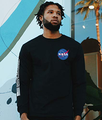 Riot Society NASA Meatball Logo Mens Long Sleeve T-Shirt - Black, Small