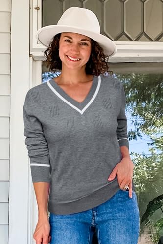 Arach&Cloz Women's Spring Tops 2025 Fashion Trendy V Neck Long Sleeve Shirts Knitted Casual Pullover Sweater Clothes2